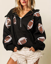 Womens Game Day Sweatshirts Football Sequin Hoodies